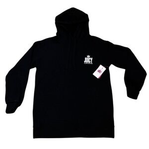 Juicy Couture- Womens Black Hoodie Pullover Fleece Drawstring Crown NWT -sz Smal